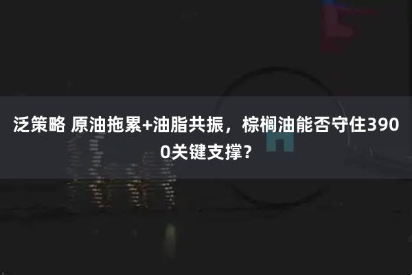 泛策略 原油拖累+油脂共振，棕榈油能否守住3900关键支撑？