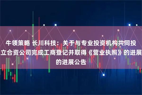牛领策略 长川科技：关于与专业投资机构共同投资设立合资公司完成工商登记并取得《营业执照》的进展公告